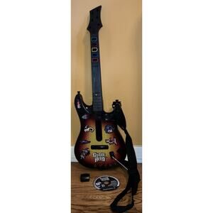 Bundle: PlayStation 2 (PS2) Guitar Hero Sunburst Guitar w/ Dongle & Game TESTED!